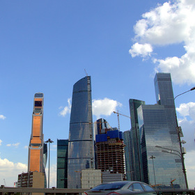Москва сити из окна авто